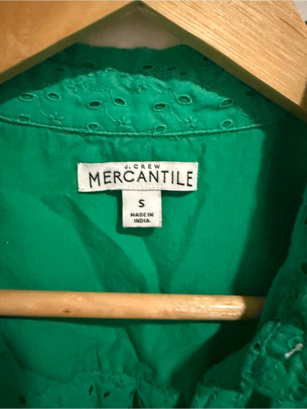 J.Crew Factory Green Eyelet collared tie-front dress Size Small Masters Preppy - Picture 5 of 8